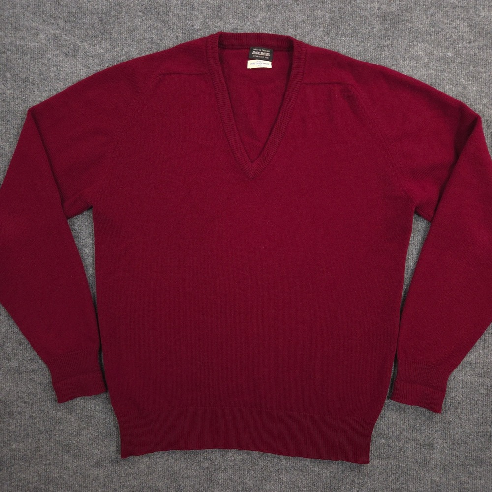 Vintage Brooks Brothers Sweater Mens 42 Burgundy Pure Lambswool Made In England